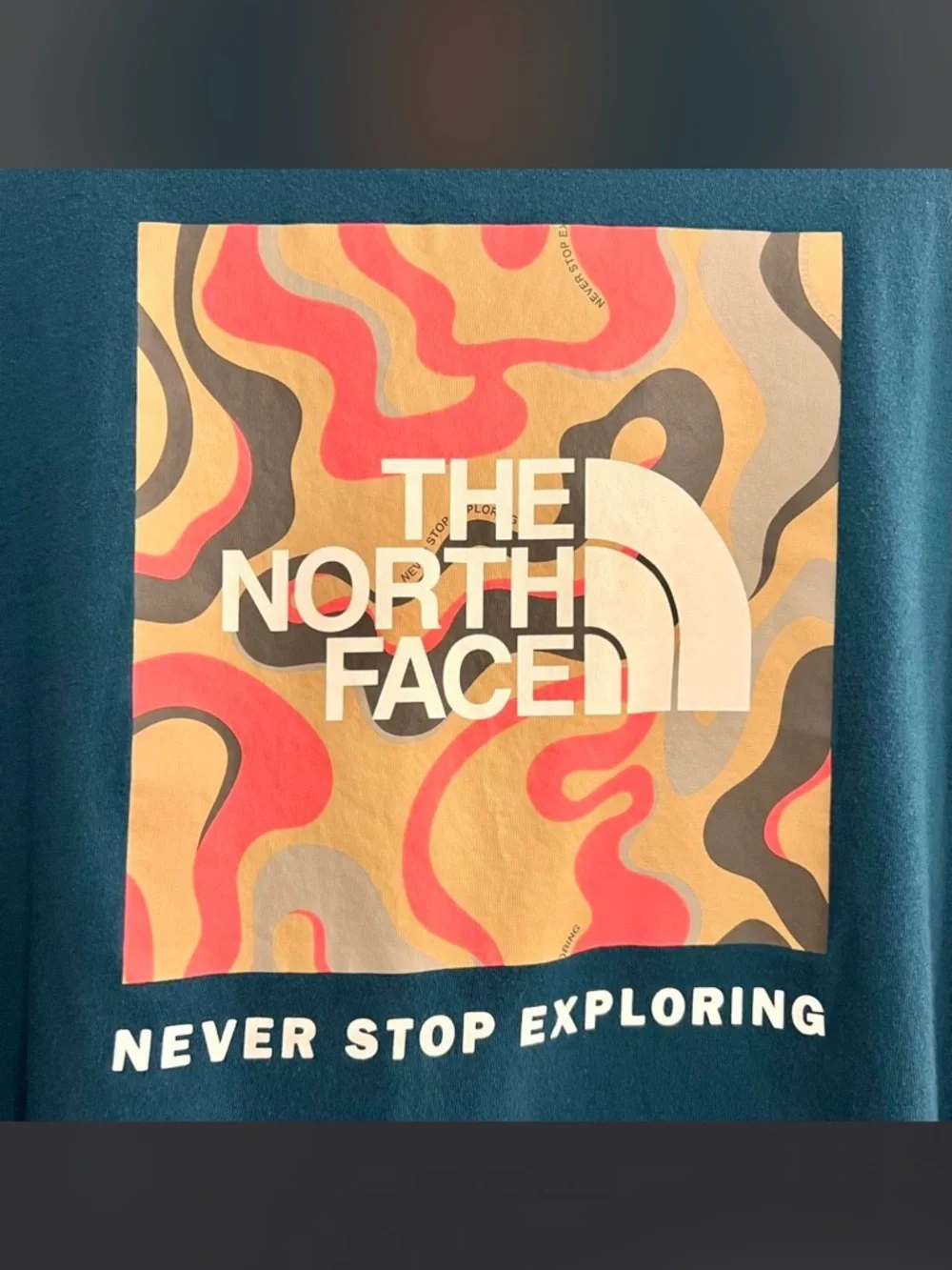The North Face Teal Never Stop Exploring/NSE Box Tee 100% Cotton - Picture 7 of 9